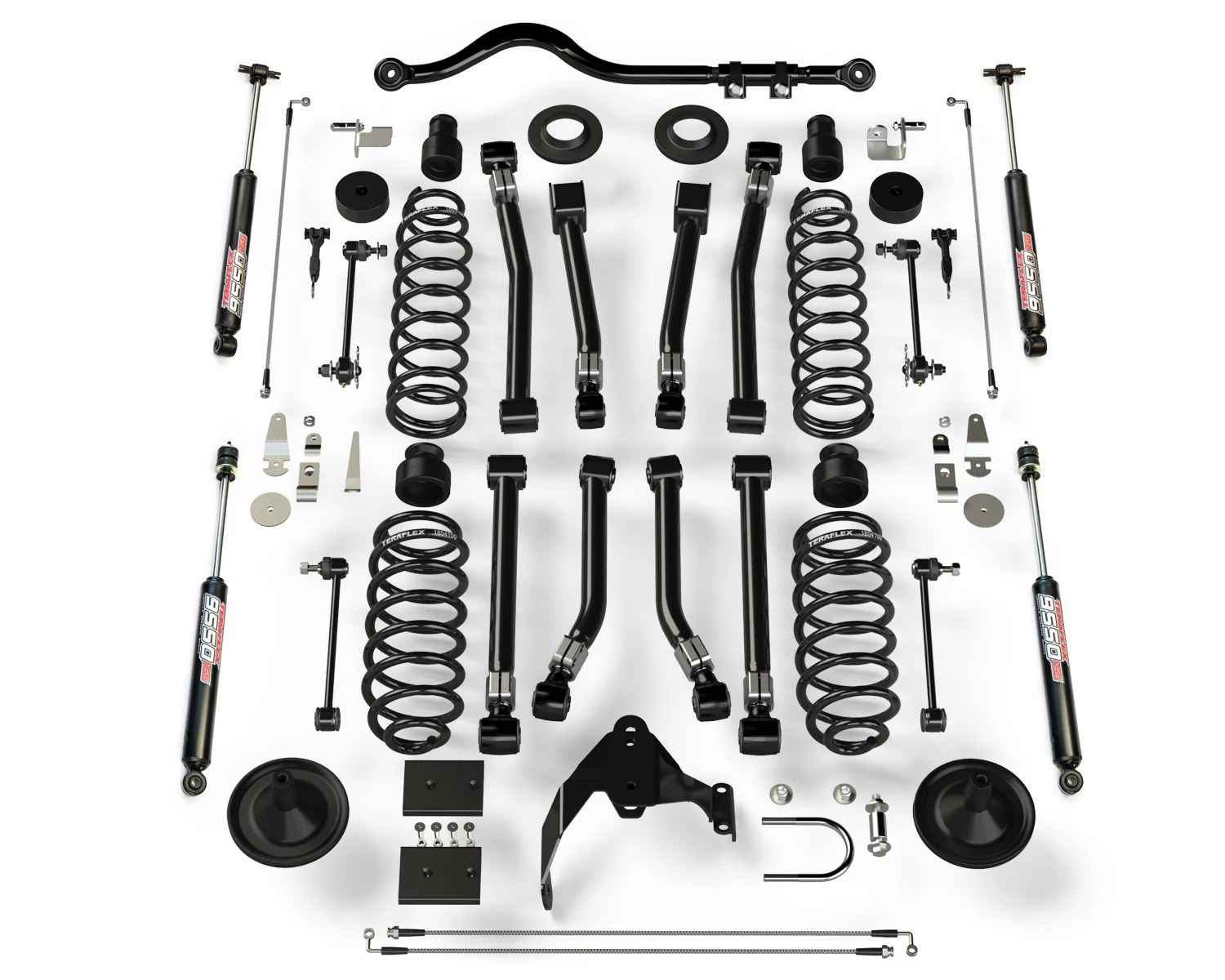 07-18 Wrangler JK 4 Door 4 Inch Suspension System w/ 8 Alpine Short Control Arms & 9550 VSS Twin-Tube TeraFlex - 1451401 - TeraFlex