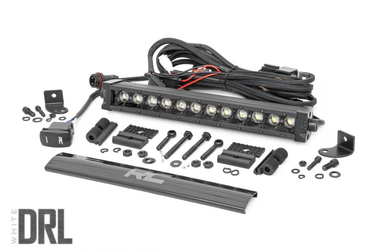 12 Inch CREE LED Light Bar Single Row Black Series w/Cool White DRL Rough Country - 70712BLDRL