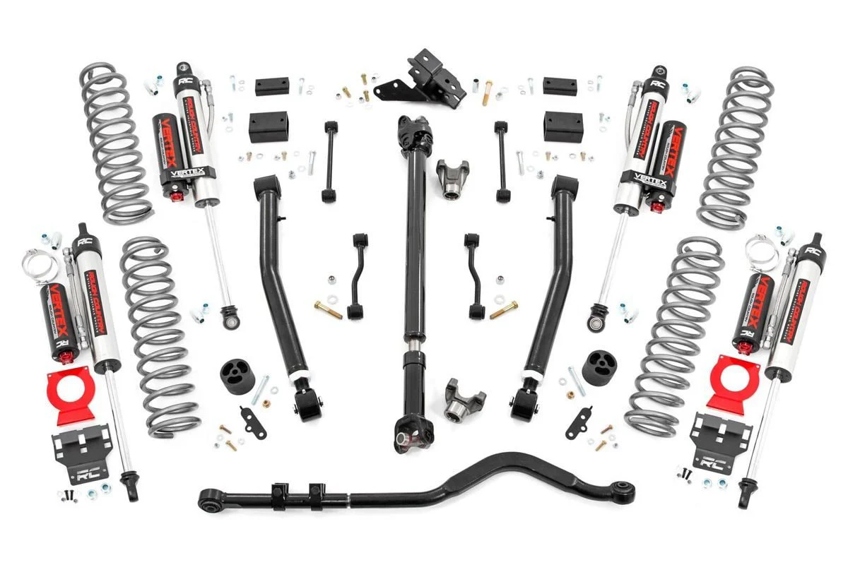 3.5 Inch Jeep Suspension Lift Kit Vertex Reservoir Stage 2 Coils & Adj. Control Arms 18-20 Wrangler JL Rubicon-2 Door Rough Country - 90950