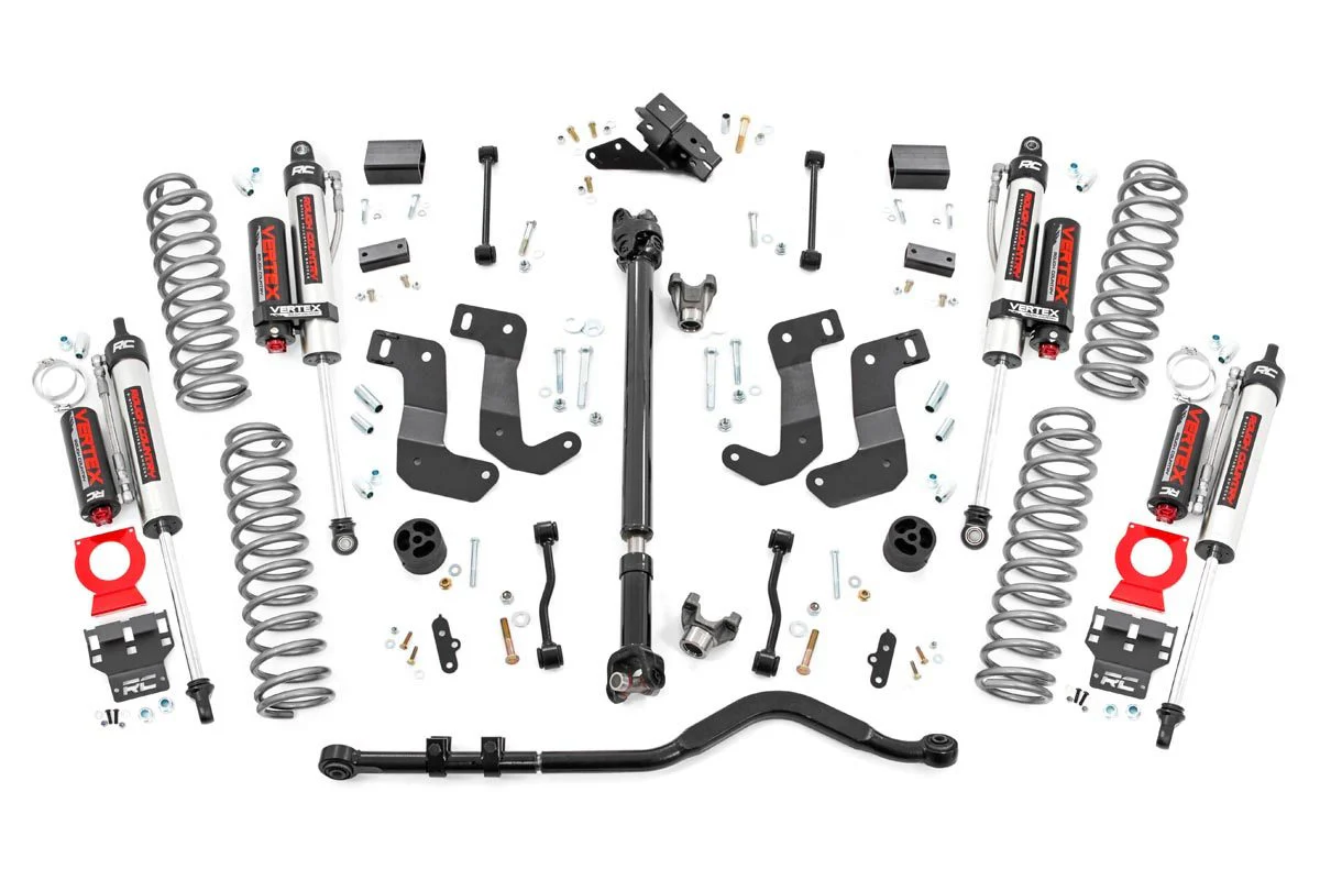 3.5 Inch Jeep Suspension Lift Kit Vertex Reservoir Stage 2 Coils & Control Arm Drop 18-20 Wrangler JL Rubicon-2 Door Rough Country - 90550 - Image 4