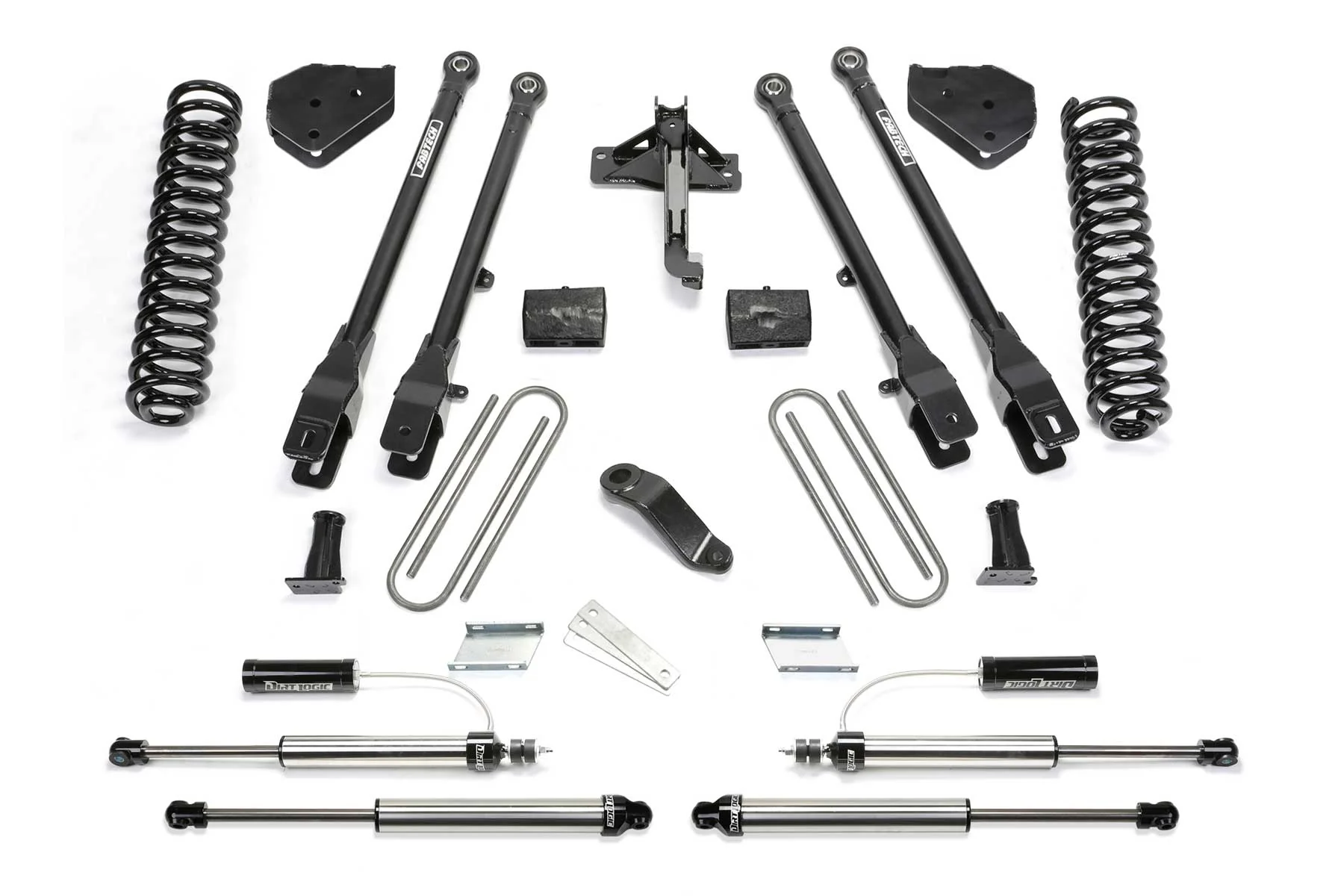 4" 4LINK SYS W/COILS & 2.25 DL RESI FRT AND DL RR SHKS 17-21 FORD F250/350 4WD G - K2292DL