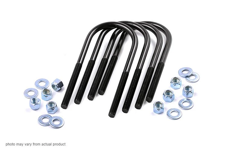 9/16 Inch Round U Bolts 4.125 x 13.50 E Coated Black Corrosion Resistant Sold as Set of 4 Rough Country - 7659