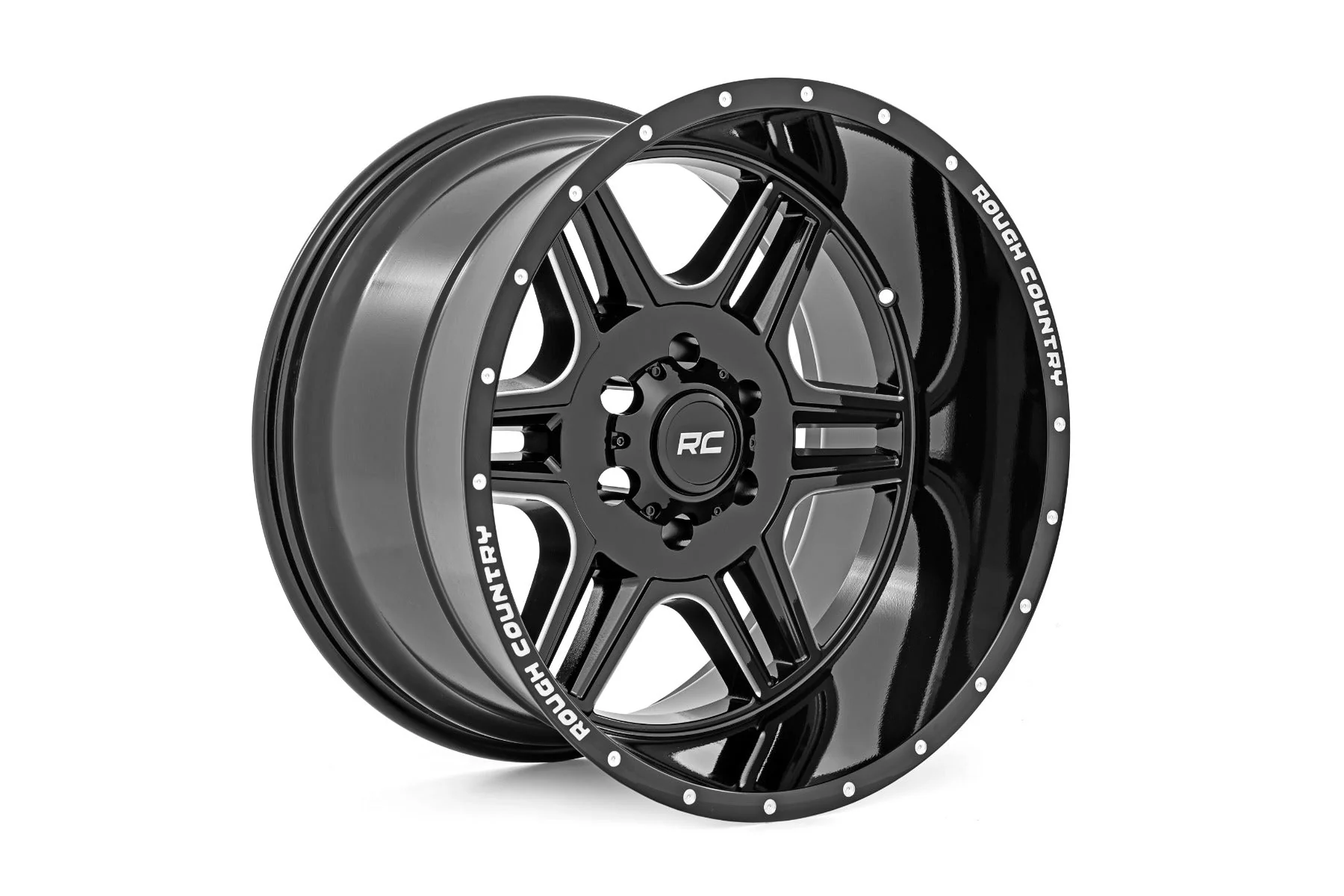 92 Series Wheel Machined One-Piece Gloss Black 20x12 6x5.5 -44mm Rough Country - 92201212 - Image 42