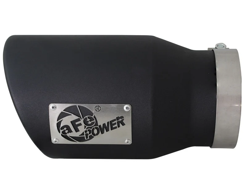 aFe MACHForce XP 5in 304 Stainless Steel Exhaust Tip 5 In x 7 Out x 12L in Bolt On Right - Black - Image 4