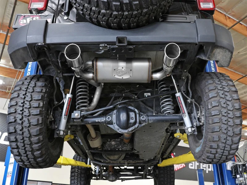 aFe Rebel Series 2.5in 409 SS Axle-Back Exhaust w/Polished Tips 07+ Jeep Wrangler (JK) V6 3.6L/3.8L - Image 2