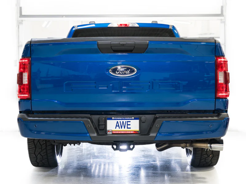 AWE 21-25 Ford F150 (14th Gen Reg Cab) Cat-Back Exhaust - 4.5in Dual Side Exit Chrome Tips - Image 6