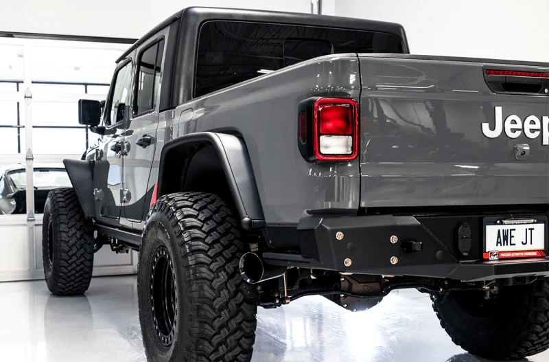 AWE Tuning 20-21 Jeep Gladiator JT 3.6L Tread Edition Cat-Back Dual Exhaust - Diamond Black Tip - Image 7