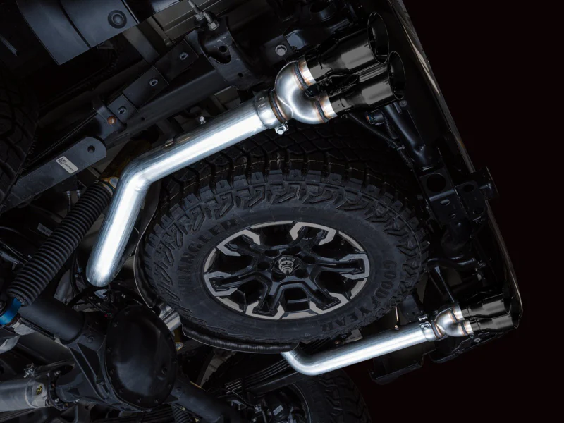 AWE Tuning 22-23 GMC Sierra 1500 AT4X 6.2L 0FG Catback Split Dual (Flat Bumper) - Diamond Black Tips - Image 5