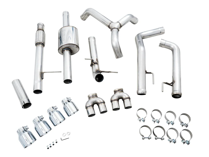 AWE Tuning 4th Gen GM 1500 5.3L 0FG Catback Split Rear Exit (w/ Bumper Cutouts) - Quad Chrome Tips - Image 8