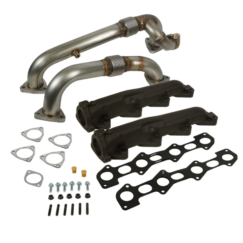 BD Diesel 08-10 Ford F-250/F-350/F-450/F-550 Powerstroke 6.4L Up Pipes Kit w/Manifold Set - Image 2
