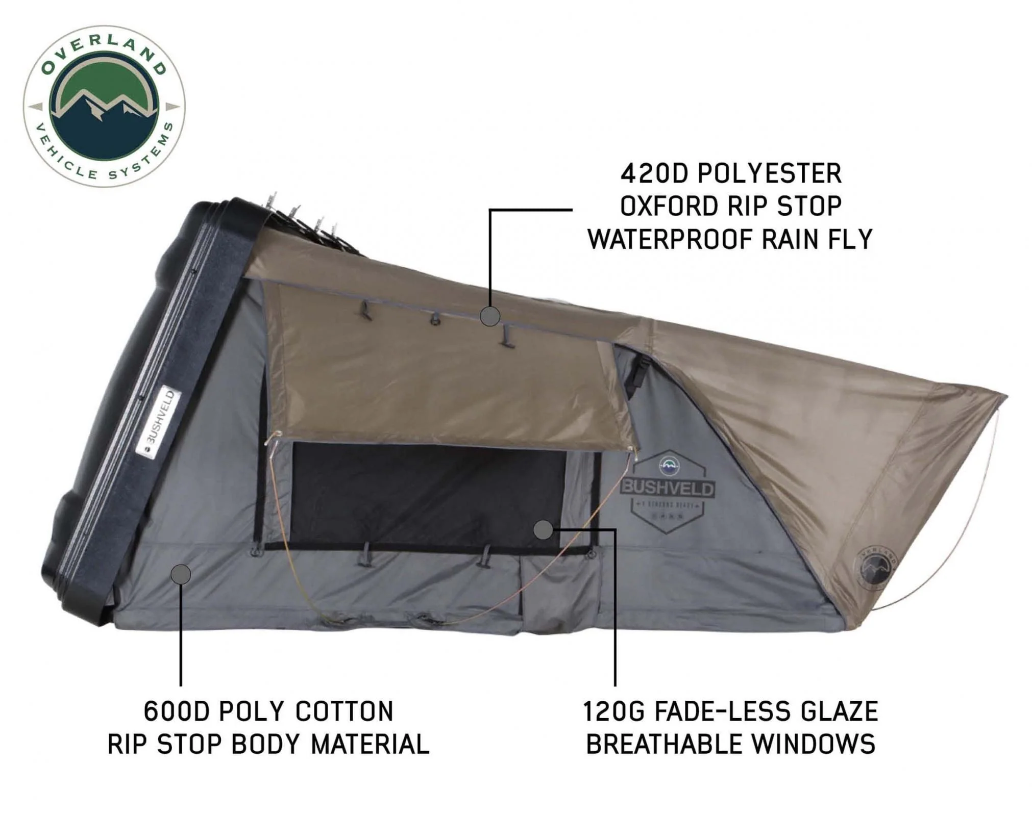 Best Hard Shell Rooftop Tent 18189901 Bushveld II Overland Vehicle Systems - 18189901 - Image 3