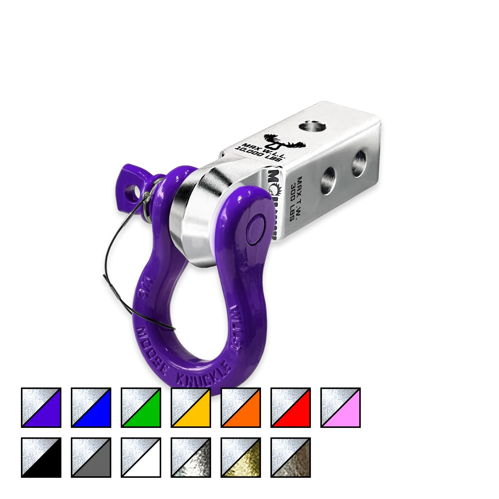B'oh 3/4 Spin Pin Shackle and Mohawk 2.0 Receiver Combo Atomic Silver / Grape Escape Moose Knuckle Offroad - FN000034-001 - Moose Knuckle Offroad