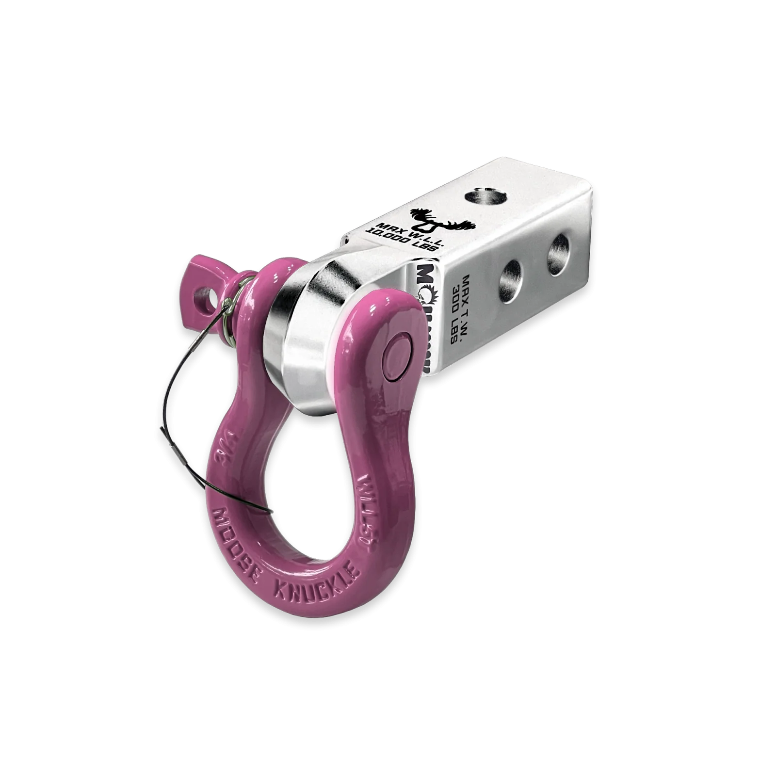 B'oh 3/4 Spin Pin Shackle and Mohawk 2.0 Receiver Combo Atomic Silver / Pretty Pink Moose Knuckle Offroad - FN000034-007 - Moose Knuckle Offroad
