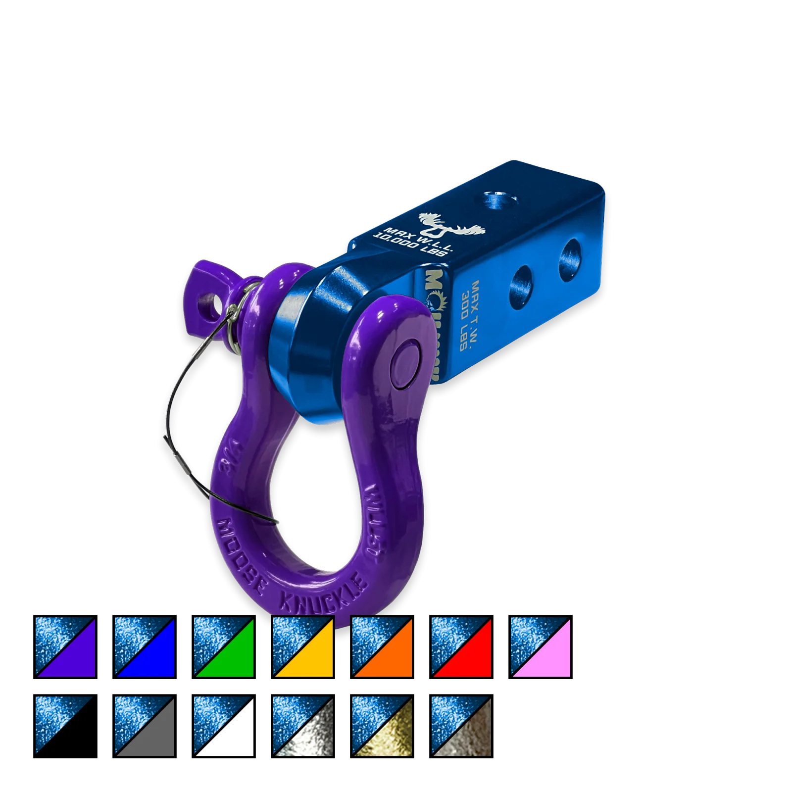 B'oh 3/4 Spin Pin Shackle and Mohawk 2.0 Receiver Combo Blue Pill / Grape Escape Moose Knuckle Offroad - FN000036-001 - Moose Knuckle Offroad