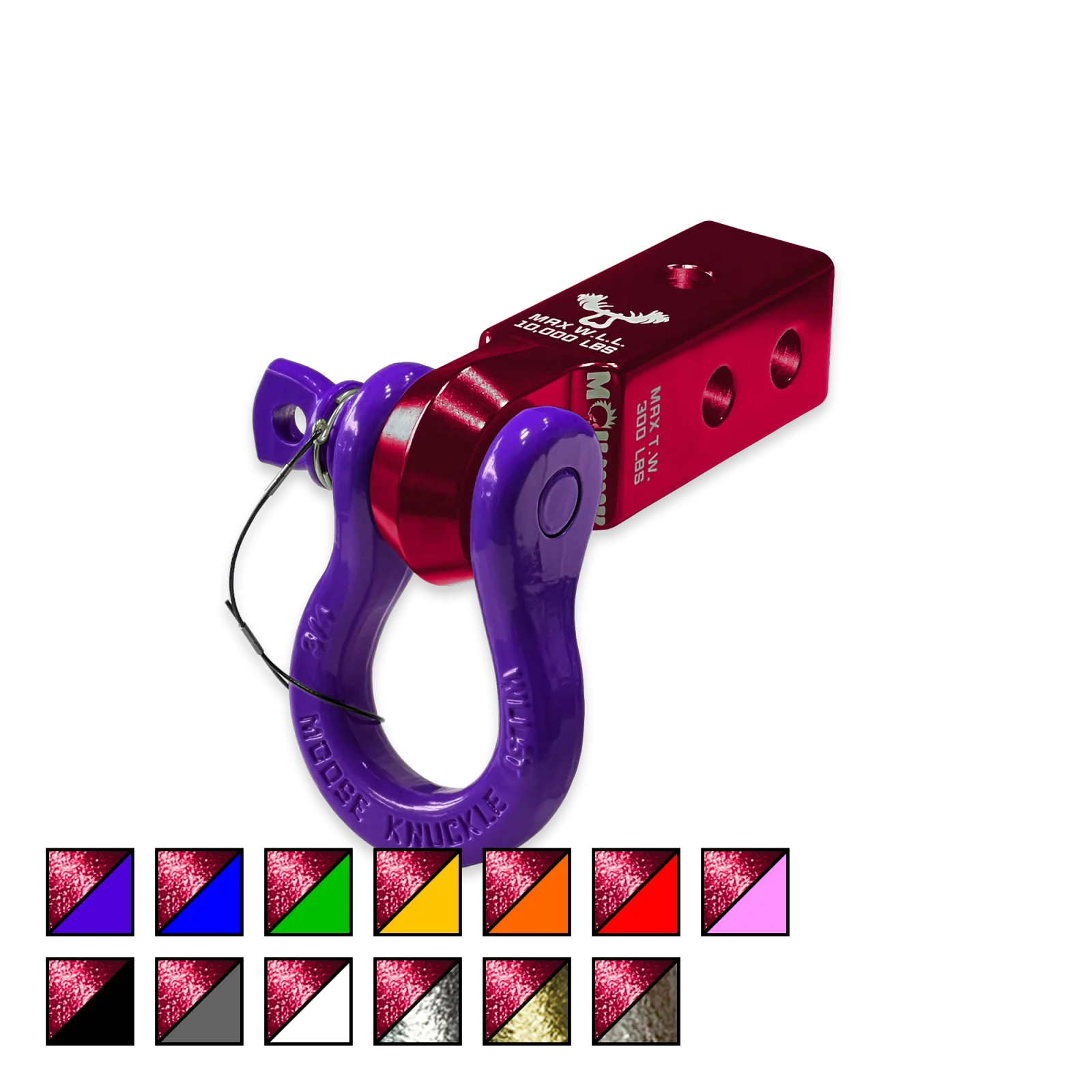 B'oh 3/4 Spin Pin Shackle and Mohawk 2.0 Receiver Combo Red Rum / Grape Escape Moose Knuckle Offroad - FN000035-001 - Moose Knuckle Offroad