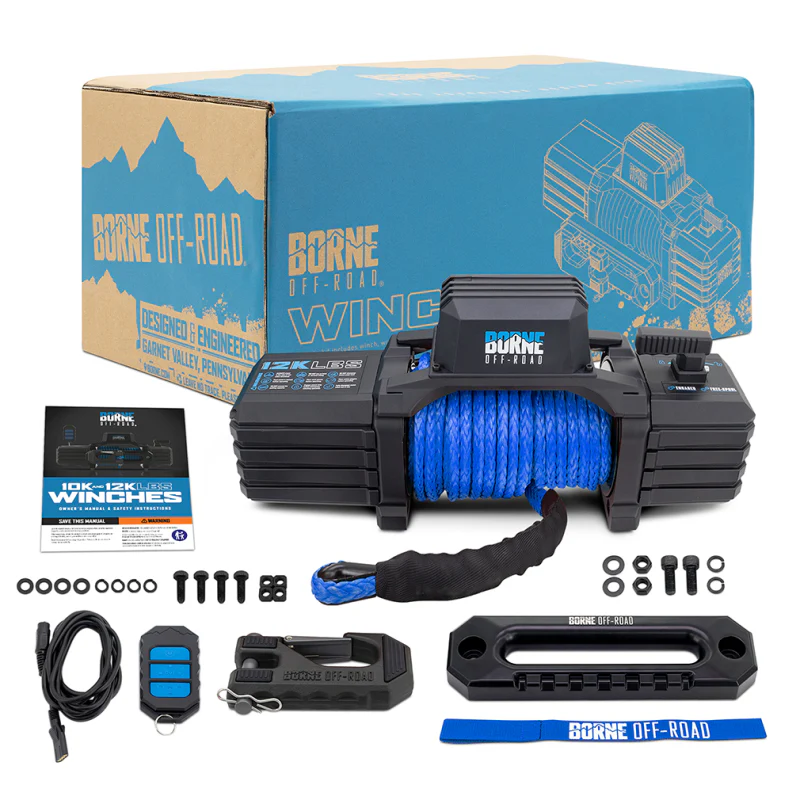 Borne Off-Road 12K Winch - Blue Synthetic Rope - Image 4