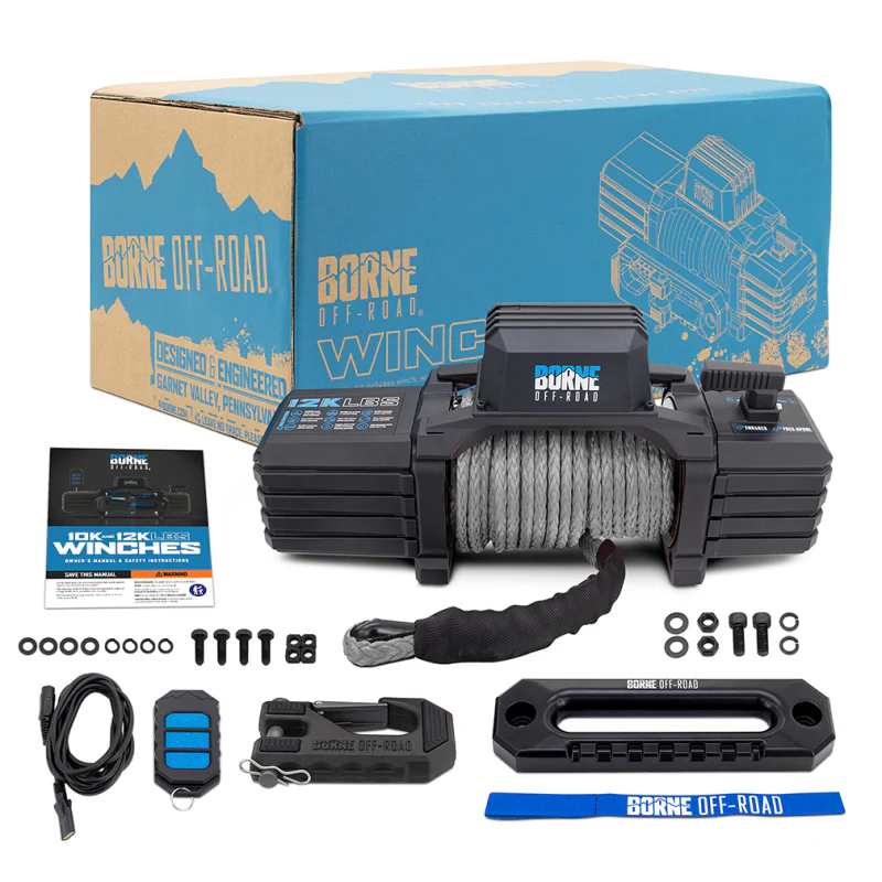 Borne Off-Road 12K Winch - Grey Synthetic Rope - Image 3