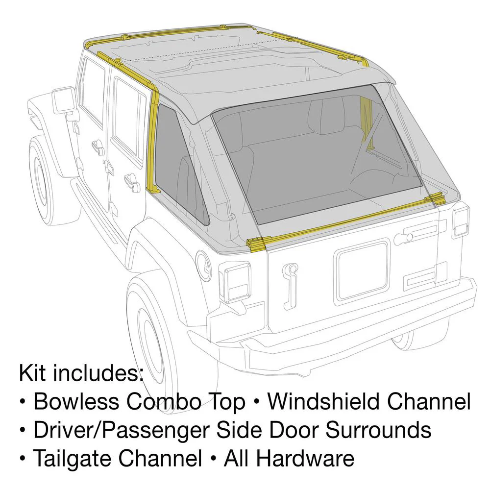 Bowless Combo Top Kit w/ Tinted Windows - Black Diamond (07-18 JKU) - Image 13