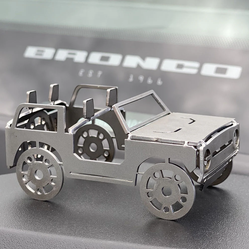Bronco Business Card Holder Flat Stainless Steel Bendy Bronco Rock Slide Engineering - AC-PR-BDB - Image 4