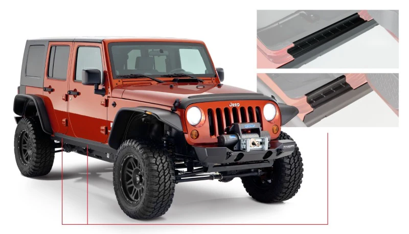 Bushwacker 07-18 Jeep Wrangler Unlimited Trail Armor Rocker Panel and Sill Plate Cover - Black - Image 2