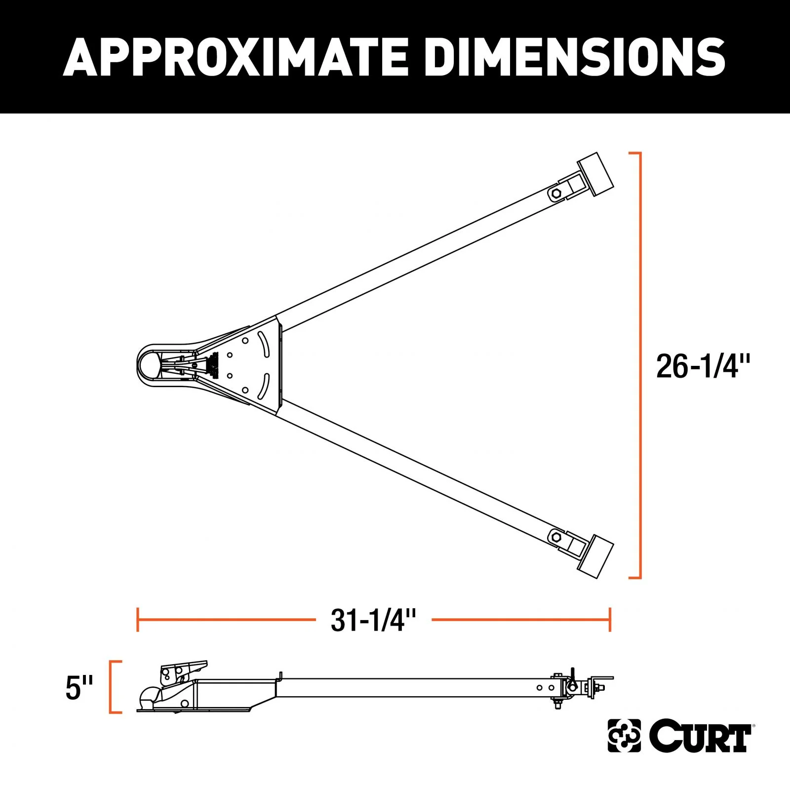 Curt Tow Bar with Adjustable-Width Arms Car Mount 2 Inch Ball 5000 lbs. Safety Cables and Coupler Lock Sold Separately) RockJock 4X4 - RJ-19745 - Image 4