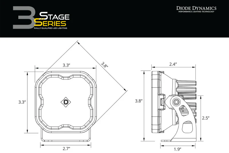 Diode Dynamics 2021 Ford Bronco Sport SS3 LED Ditch Light Kit - White Combo - Image 3