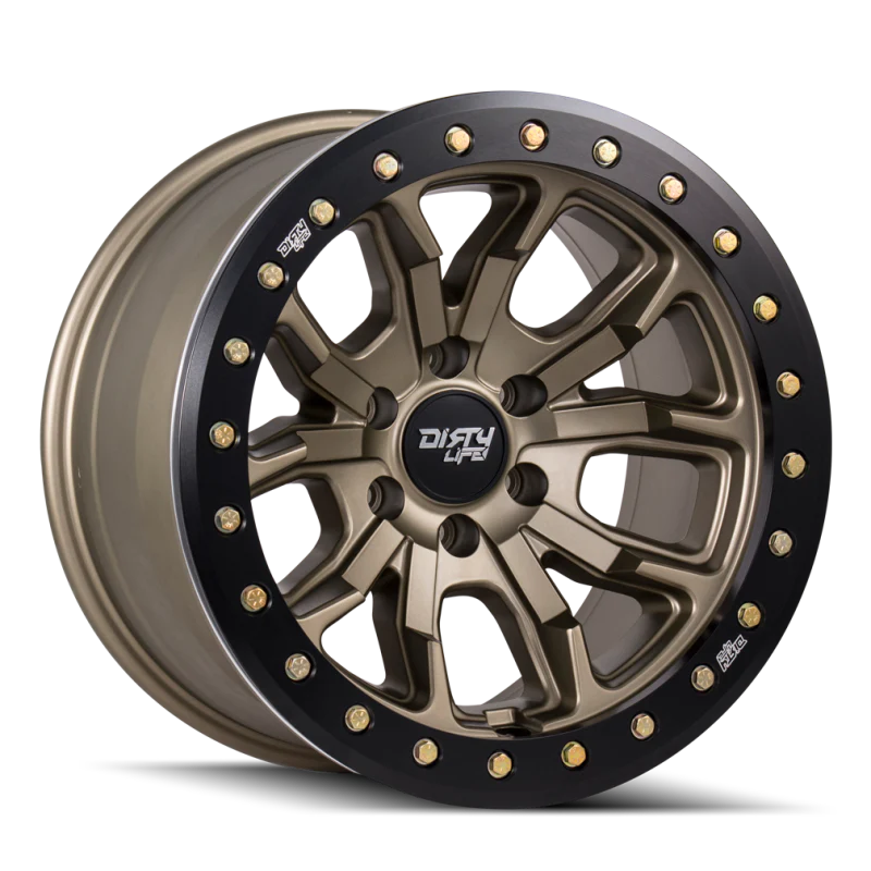 Dirty Life 9303 DT-1 17x9/8x165.1 BP/-12mm Offset/130.8mm Hub Satin Gold Wheel - Beadlock - Image 2