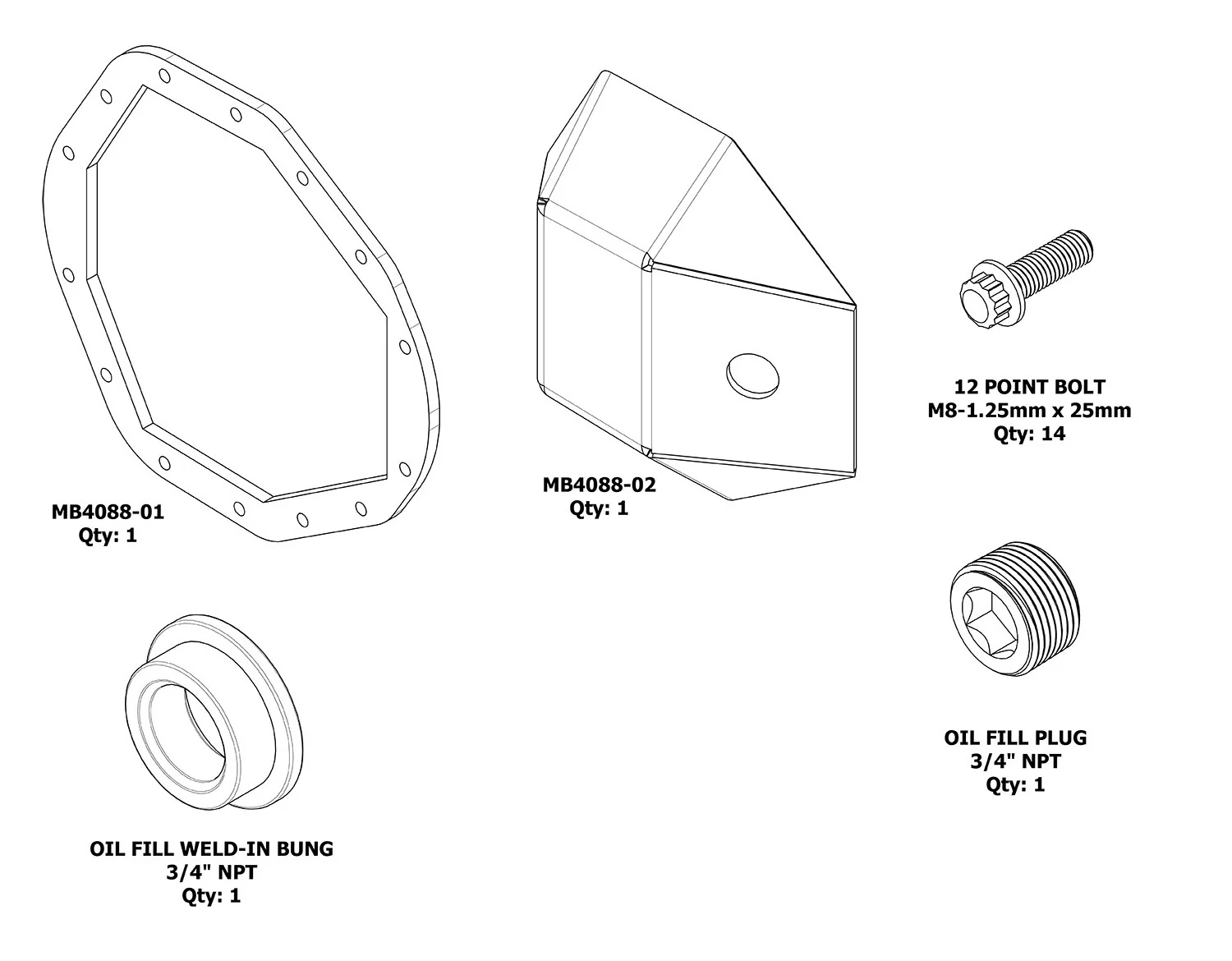 DIY AAM 10.5 DIFF Cover Motobilt - MB4088-DIY - Image 2
