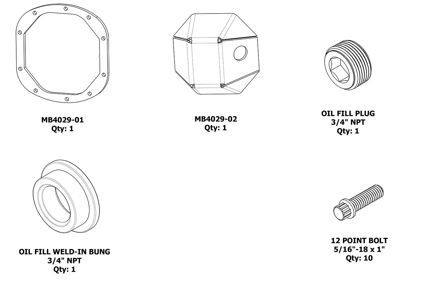 DIY Dana 30 DIFF Cover Motobilt - MB4029-DIY - Image 2