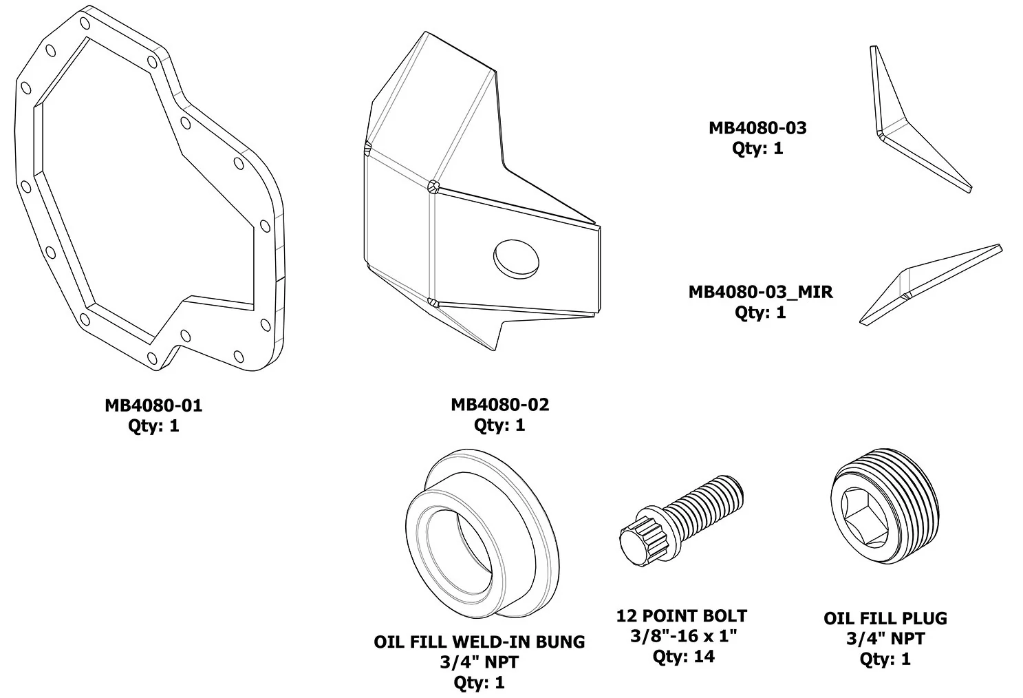 DIY Ultimate Dana 60 DIFF Cover Motobilt - MB4080-DIY - Image 6
