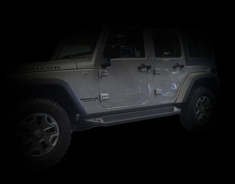 DV8 Offroad 07-18 Jeep Wrangler JK Plated Steel Rock Slider Steps - Matte Black (4 Door Only) - Image 4