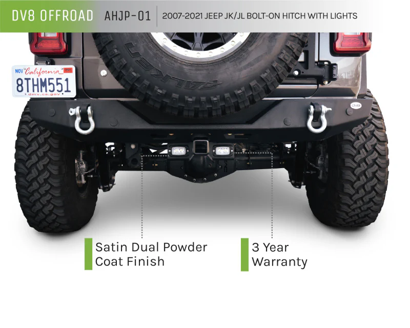 DV8 Offroad 07-21 Jeep Wrangler (JK/JL) Bolt-On Hitch w/ Lights - Image 35
