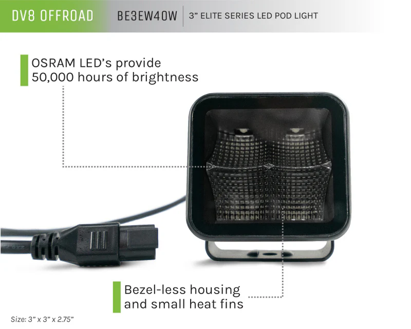 DV8 Offroad 3in Cube LED Light 40W Pod Light 5W LED - Image 25