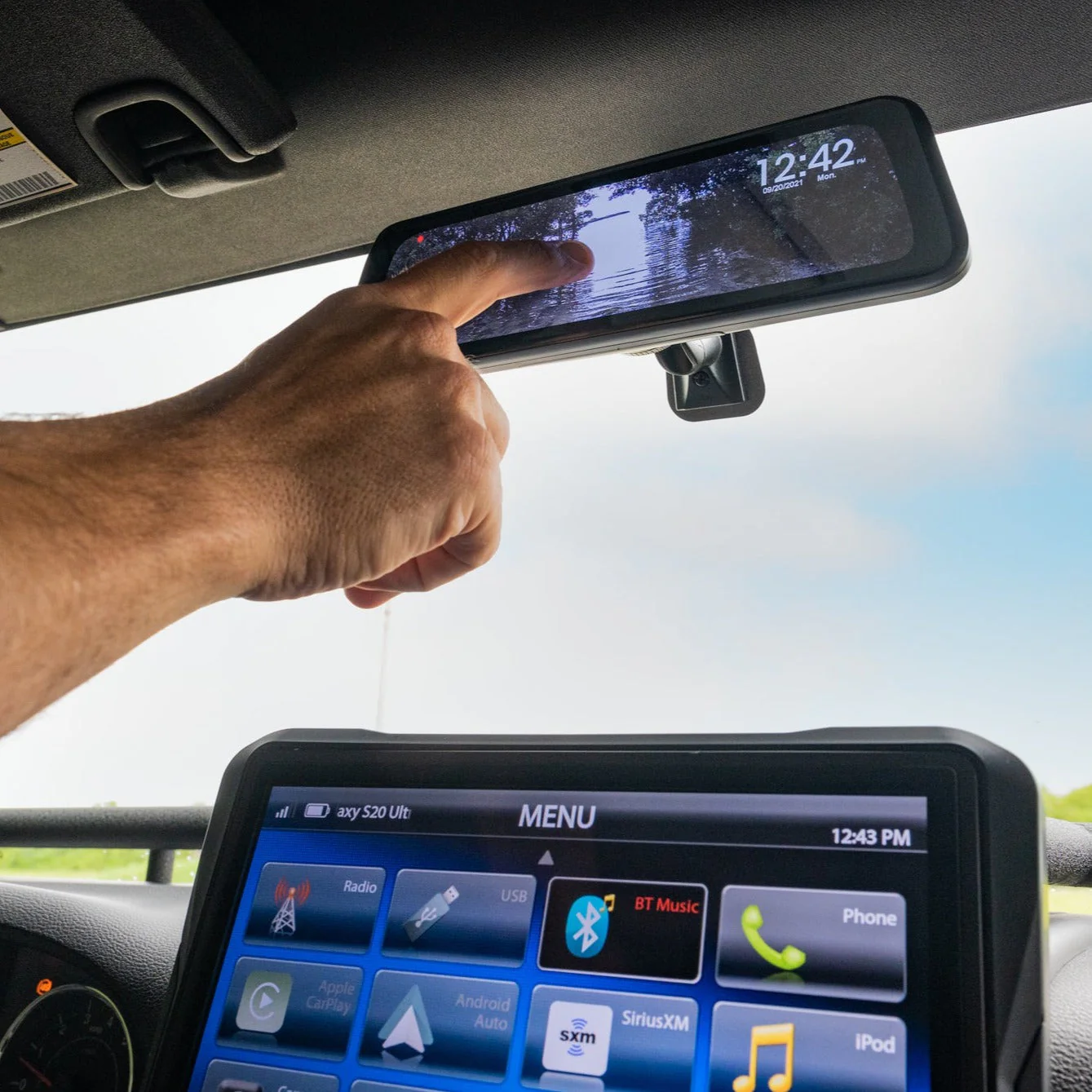 Ford Bronco 2021+ Clear-View HD Backup Camera and Replacement Rearview Mirror with Full Screen Monitor Kit with Built-In DVR - Image 3