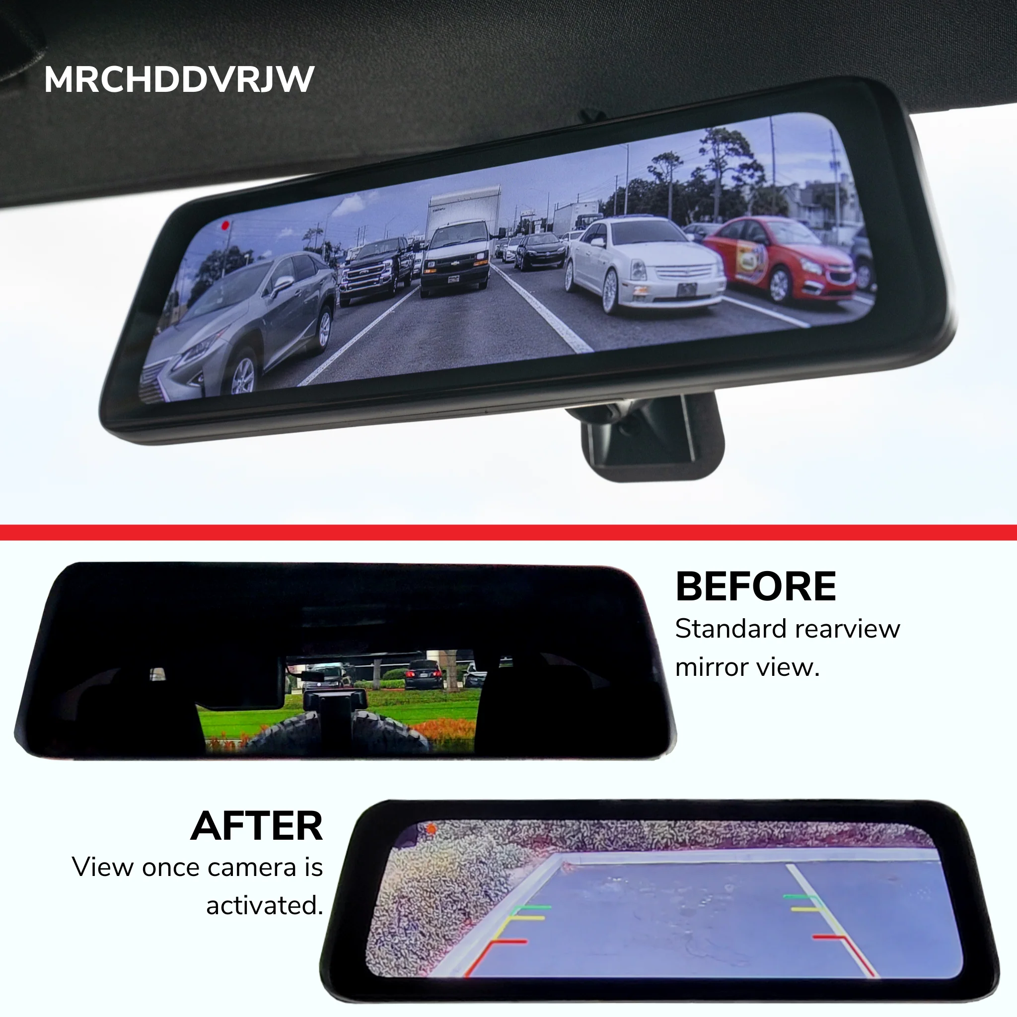 Ford Bronco 2021+ Clear-View HD Backup Camera and Replacement Rearview Mirror with Full Screen Monitor Kit with Built-In DVR - Image 6