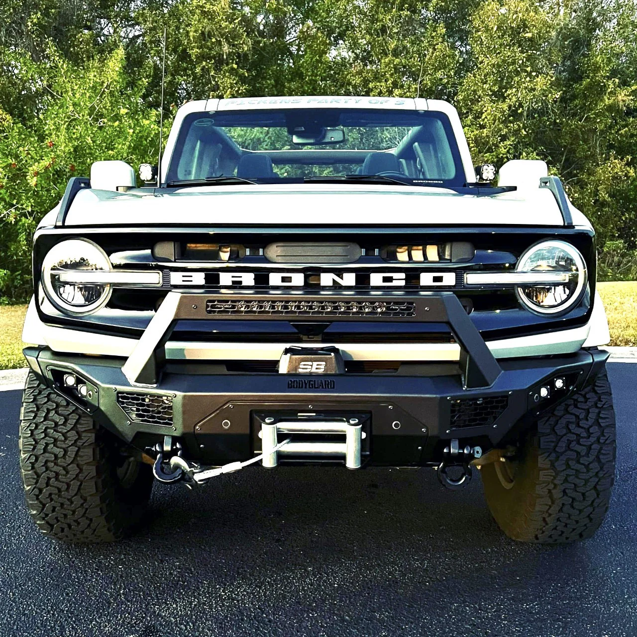 Freedom Front Bumper Baja For 2021-2025 Ford Bronco Winch Mount Sensor Cutouts With Camera Harness + Pod Texture Black Powdercoat Bodyguard Bumpers - LBF21MYTNB - Bodyguard Bumpers - Image 4
