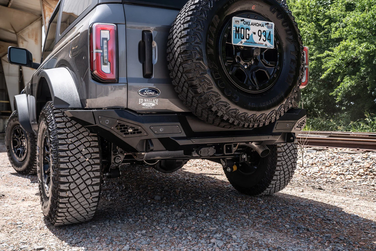 Freedom Rear Bumper For 2021-2025 Ford Bronco Sensor Cutouts Texture Black Powdercoat Bodyguard Bumpers - MFF21MYT - Bodyguard Bumpers - Image 2