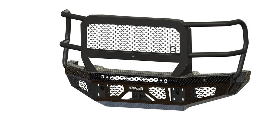 FT Front Bumper Extreme For 2023-2026 Ford F550 Superduty Sensor Cutouts Fog Cutouts Receiver With Mesh Grill With Camera Harness Gloss Black Powdercoat Fits 450/550 Trim Bodyguard Bumpers - JEF23DYGMH - Bodyguard Bumpers