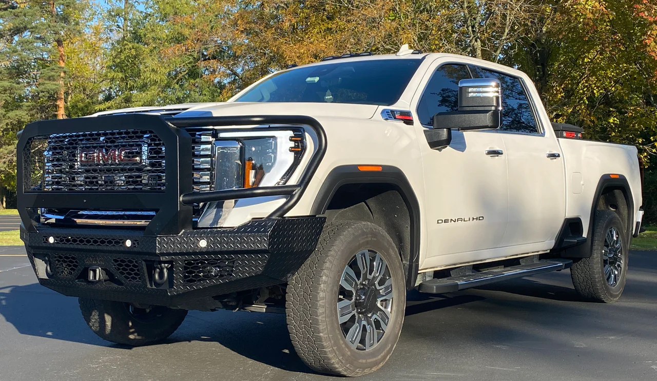 FT Front Bumper Extreme For 2024-2026 Sierra 2500/3500 HD Sensor Cutouts Fog Cutouts Receiver With Mesh Grill With Camera Harness Gloss Black Powdercoat Bodyguard Bumpers - JEG24BYGMH - Bodyguard Bumpers - Image 2