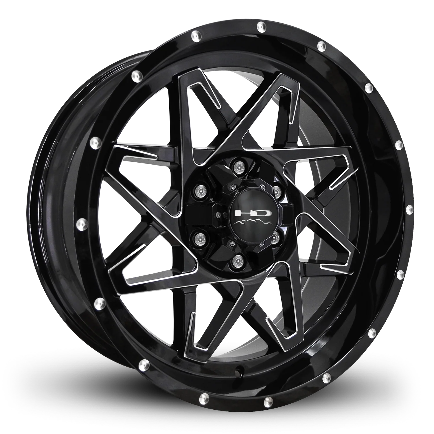 HD Offroad Caliber 20x9 -10 6x120/6x139.7mm 78.1mm Gloss Black/Milled Edge