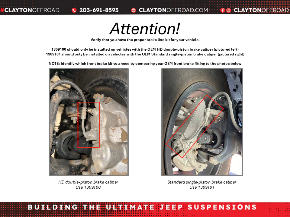 Jeep Front Brake Lines 2018+ JL Clayton Off Road - COR-1309101 - Image 2