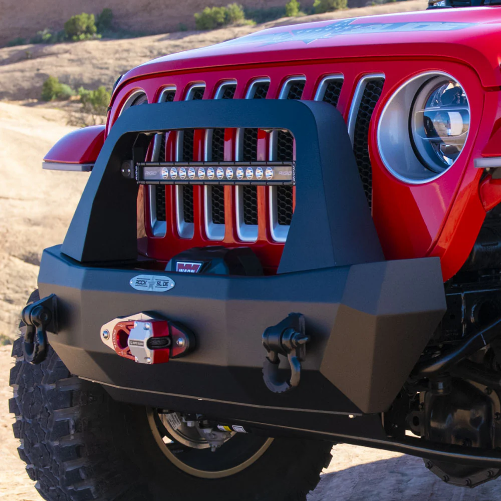 Jeep JL Shorty Front Bumper For 18-Pres Wrangler JL Complete With Winch Plate Rigid Series Rock Slide Engineering - FB-S-100-JL - Image 6