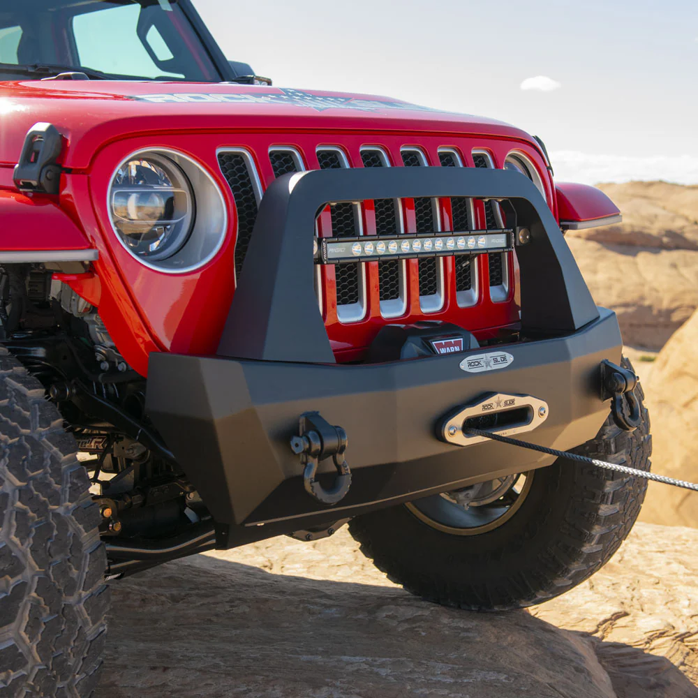 Jeep JL Shorty Front Bumper For 18-Pres Wrangler JL Complete With Winch Plate Rigid Series Rock Slide Engineering - FB-S-100-JL - Image 7