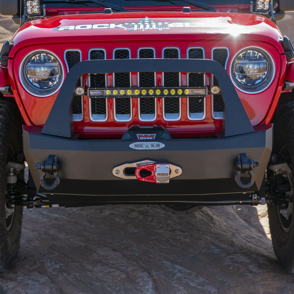 Jeep JL Shorty Front Bumper For 18-Pres Wrangler JL Complete With Winch Plate Rigid Series Rock Slide Engineering - FB-S-100-JL - Image 8