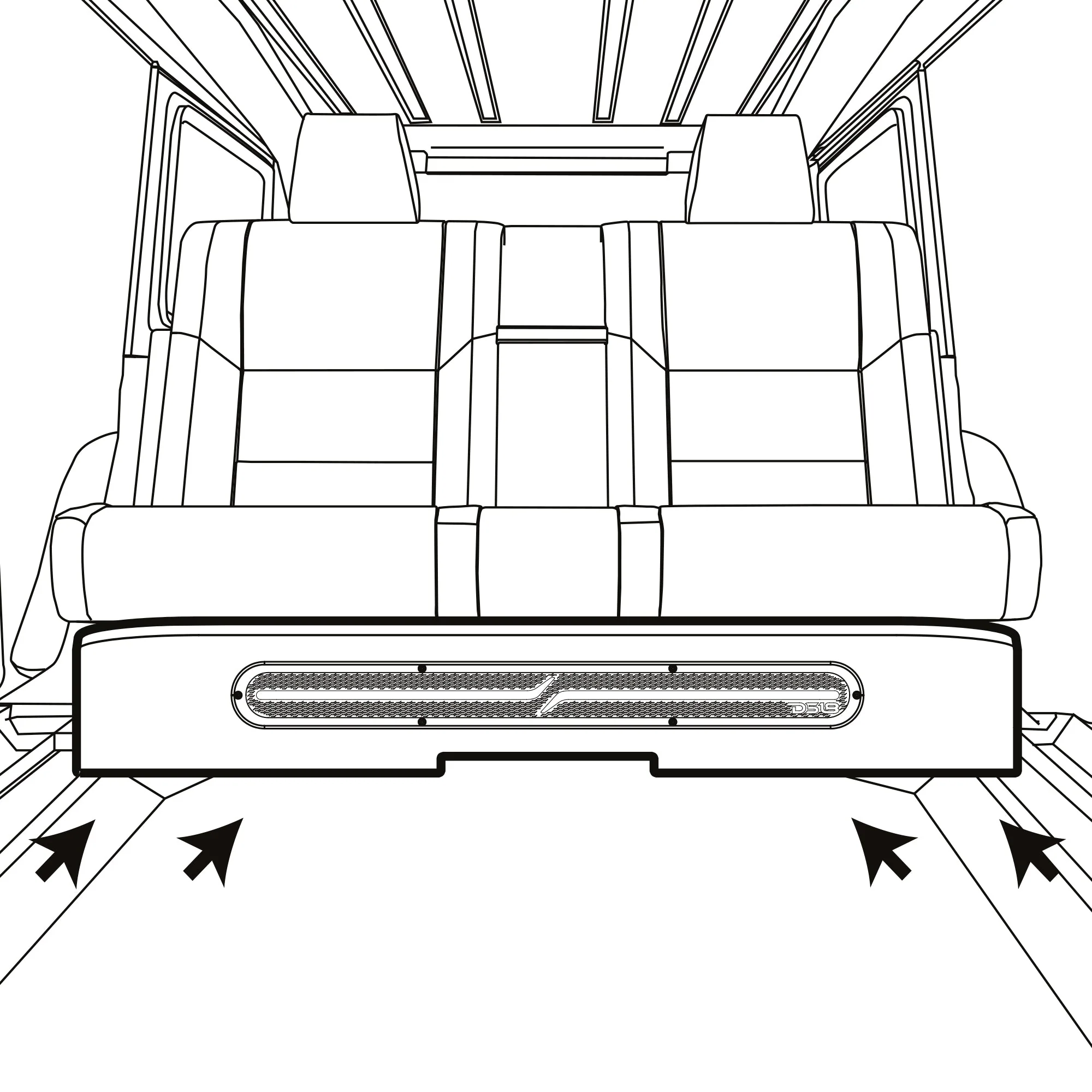 Jeep JT Gladiator Loaded Under Rear Seat Subwoofer Enclosure with 4 X 8" ZR8.2D, Leather Wrapped and Digital LED Lights | 1800 Watts RMS @ 1-Ohm - Image 4