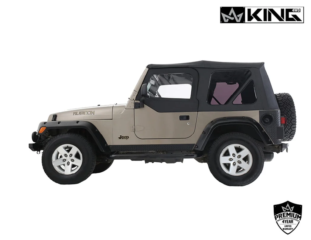 Jeep TJ Replacement Soft Top With Upper Doors For 97-06 Wrangler TJ Black Diamond King 4WD - 14010135 - Image 3