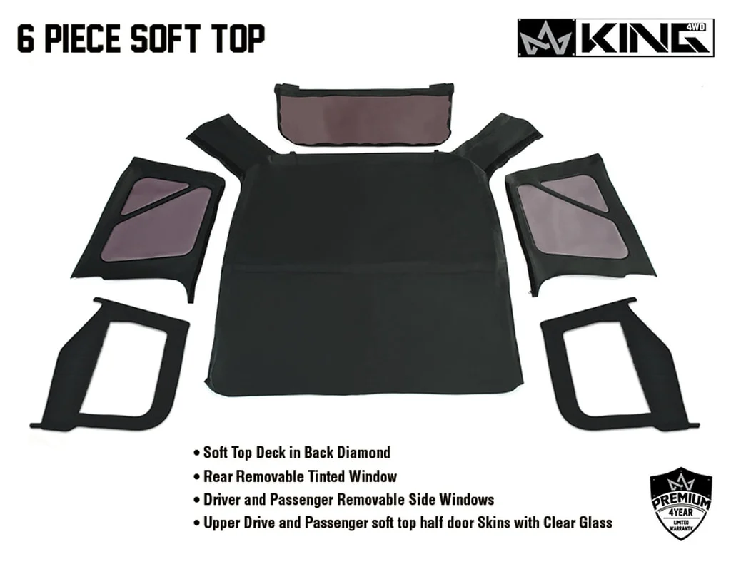 Jeep TJ Replacement Soft Top With Upper Doors For 97-06 Wrangler TJ Black Diamond King 4WD - 14010135 - Image 7