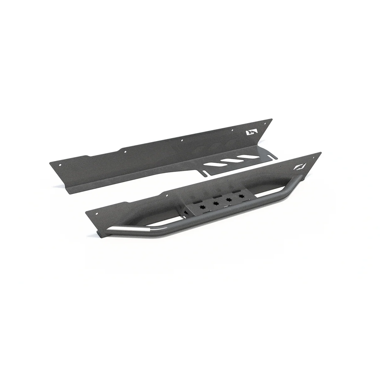 Jeep TJ Rocker Guards W/Stock Flares and Tube Step 97-06 Wrangler TJ Bare Steel Motobilt - MB1059-S