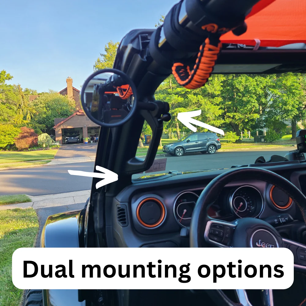 JL/JLU A-Pillar Side Jeep Mirrors with Base Mount Driver AND Passenger - Image 2