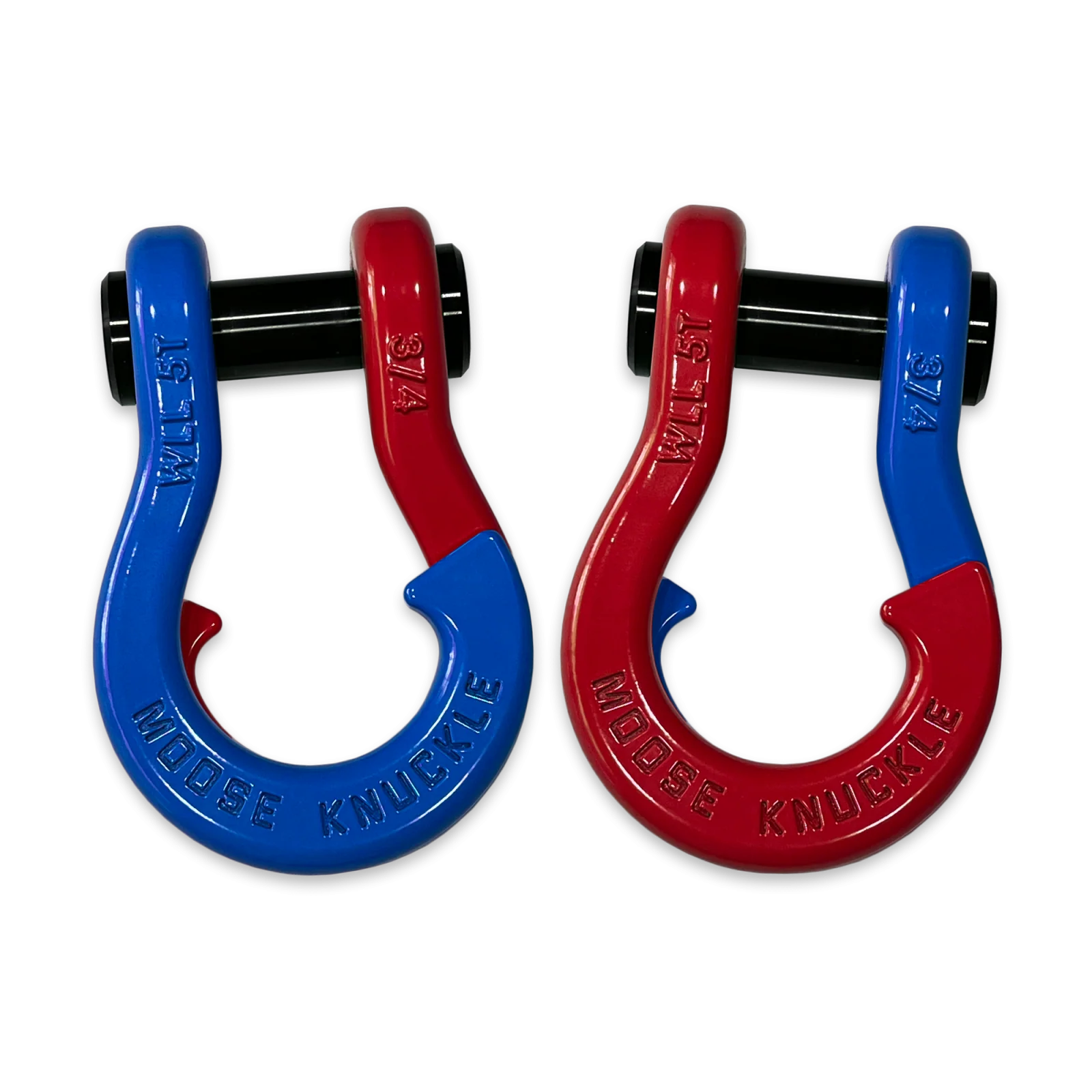Jowl Recovery Split Shackle 3/4 Blue Balls and Flame Red Combo Moose Knuckle Offroad - FN000020-074 - Moose Knuckle Offroad